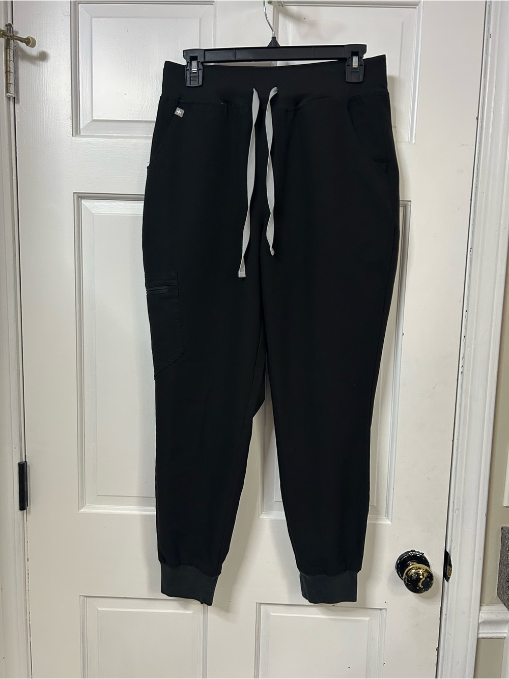 Figs Scrubs Black Jogger Sweatpants with Contrast Drawstring